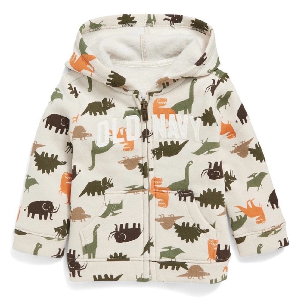 Old Navy Dinosaur Print Hoodie and Jogger Pants Set Cream Size 12-18 months